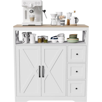 Weißes Sideboard mit Arbeitsplatte & Schubladen