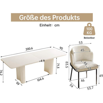 Essgruppe 9-teilig Creme Weiß – Skandinavisch Modern