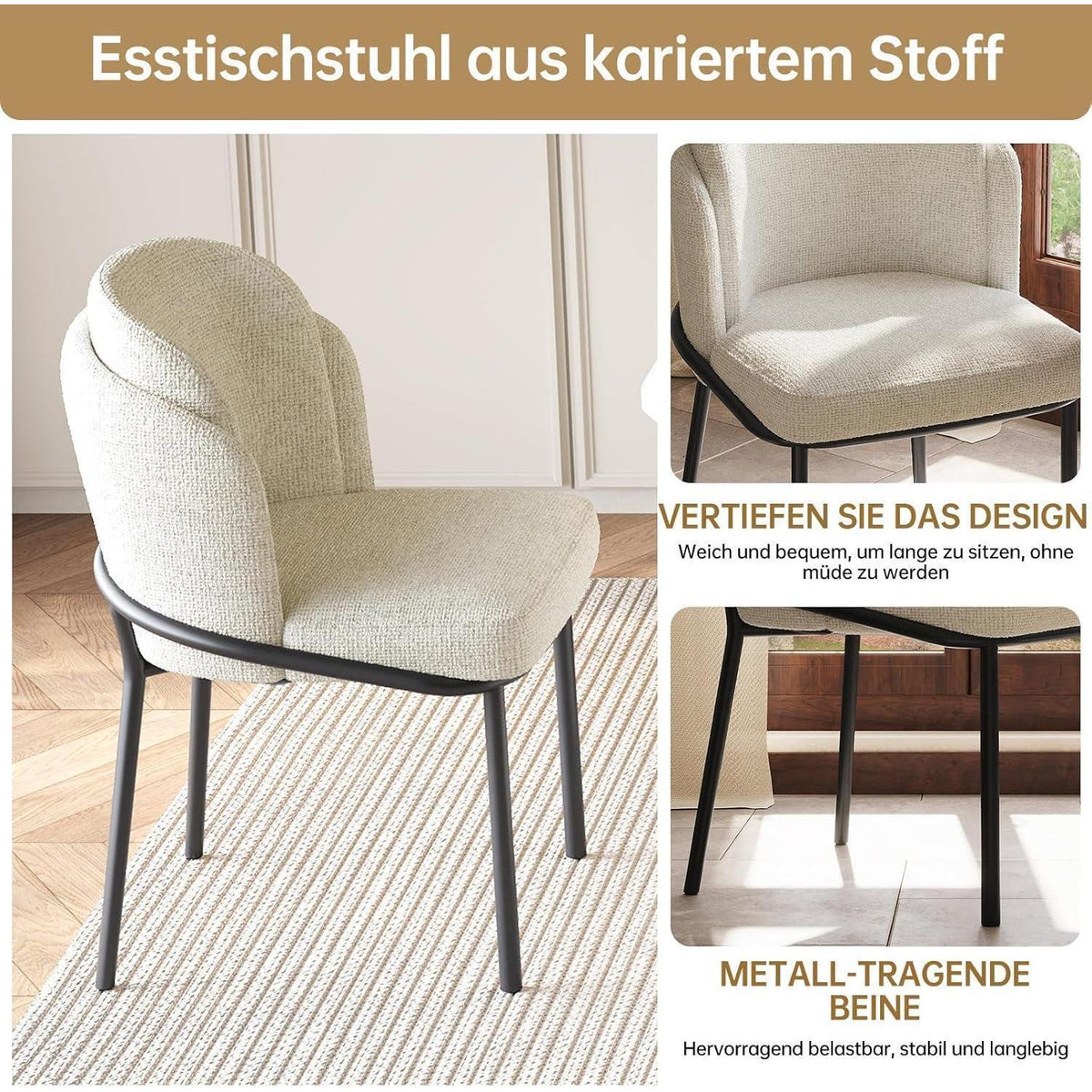 Essgruppe 9-teilig Creme Weiß – Skandinavisch Modern