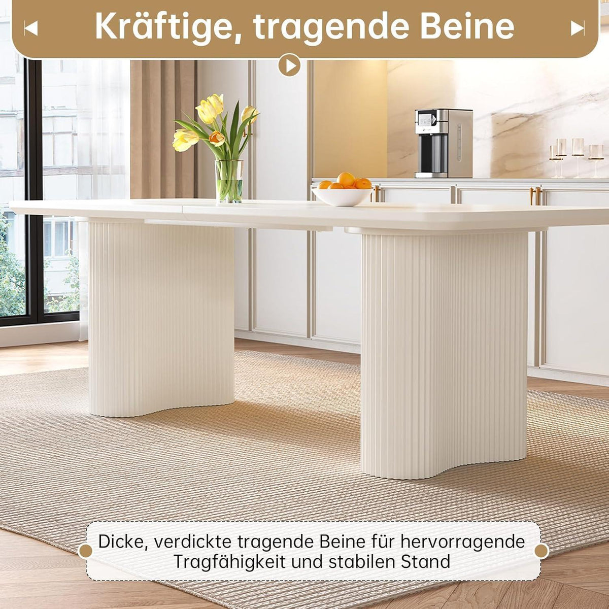 Essgruppe 9-teilig Creme Weiß – Skandinavisch Modern