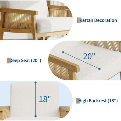 Rattanseiten Sessel – Gepolsterter Lesesessel für Wohnzimmer & Schlafzimmer