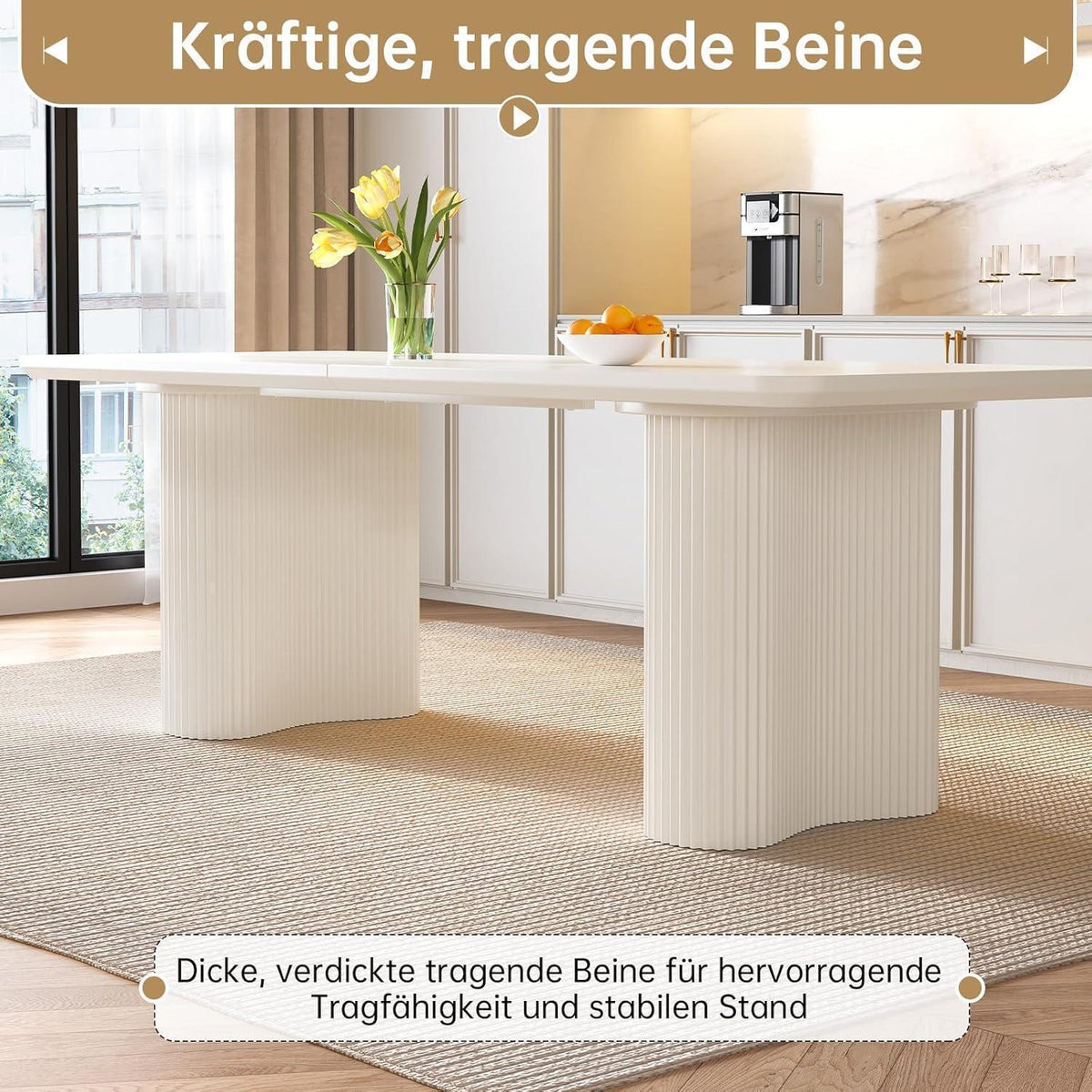 7-teilige Essgruppe Creme Weiß – Skandinavisch Modern