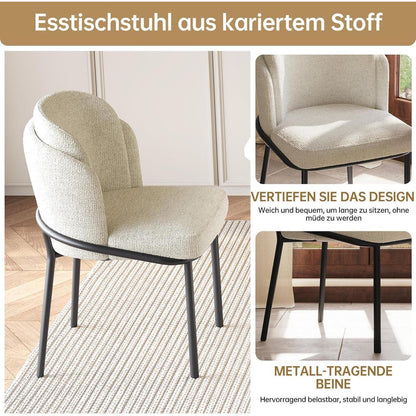 7-teilige Essgruppe Creme Weiß – Skandinavisch Modern