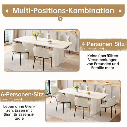 7-teilige Essgruppe Creme Weiß – Skandinavisch Modern