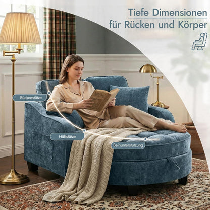 Schlafsofa Klein Blau – 2-in-1 mit Hocker & Kissen