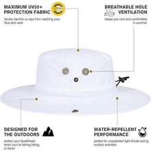 Sonnenhut UPF 50 mit breiter Krempe & Kinnriemen – Weiß