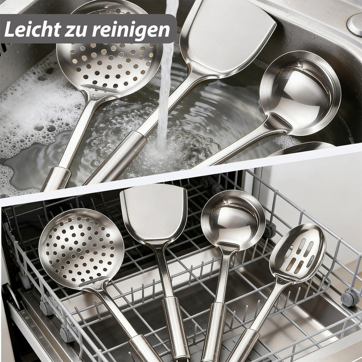 10-teiliges Küchenhelfer Set Edelstahl, Hitzebeständig
