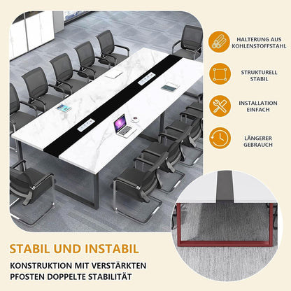 Konferenztisch groß mit Kabelmanagement – Modern & Stabil
