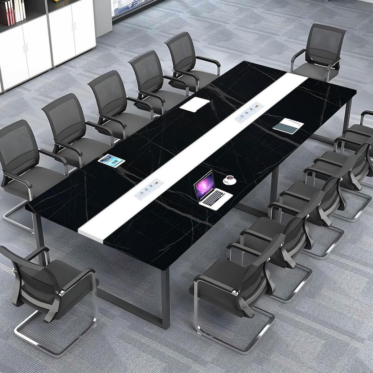 Konferenztisch L1 400x120cm – Modern, Kabeldurchführung & Stabil