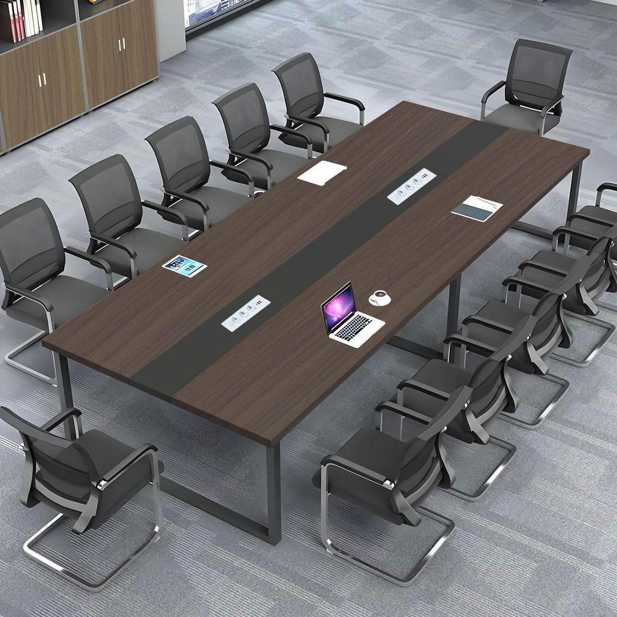 Konferenztisch 200x120cm mit Kabeldurchführung – Modern & Stabil