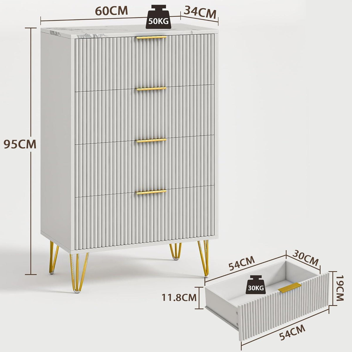 Moderne Kommode mit 4 Schubladen | Schlafzimmer & Wohnzimmer