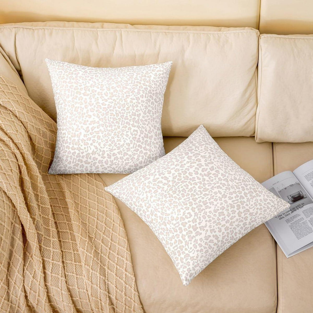 Abstrakt Leopard Kissenbezug 50x50 cm - 2er Set, Beige