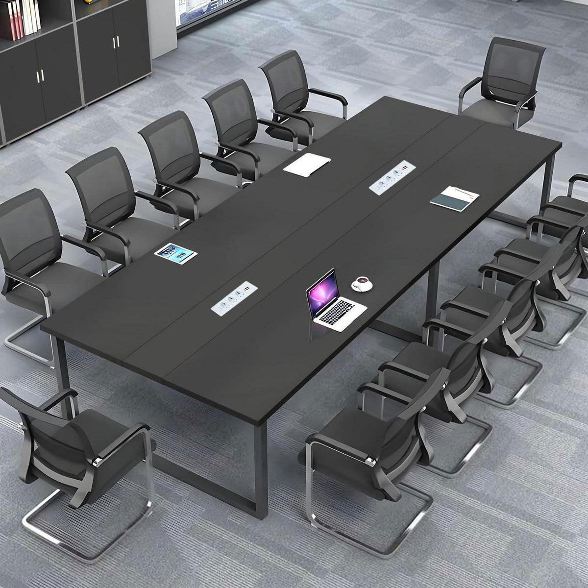 Konferenztisch groß mit Kabelmanagement – Modern & Stabil