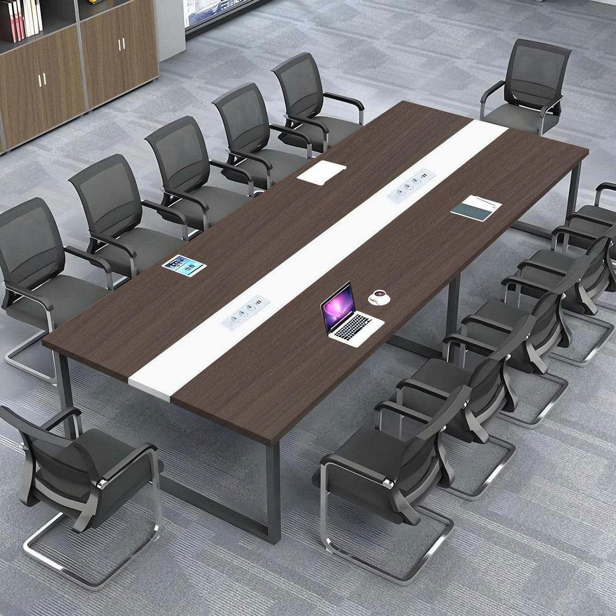 Konferenztisch 240x100cm mit Kabeldurchführung – Modern & Stabil