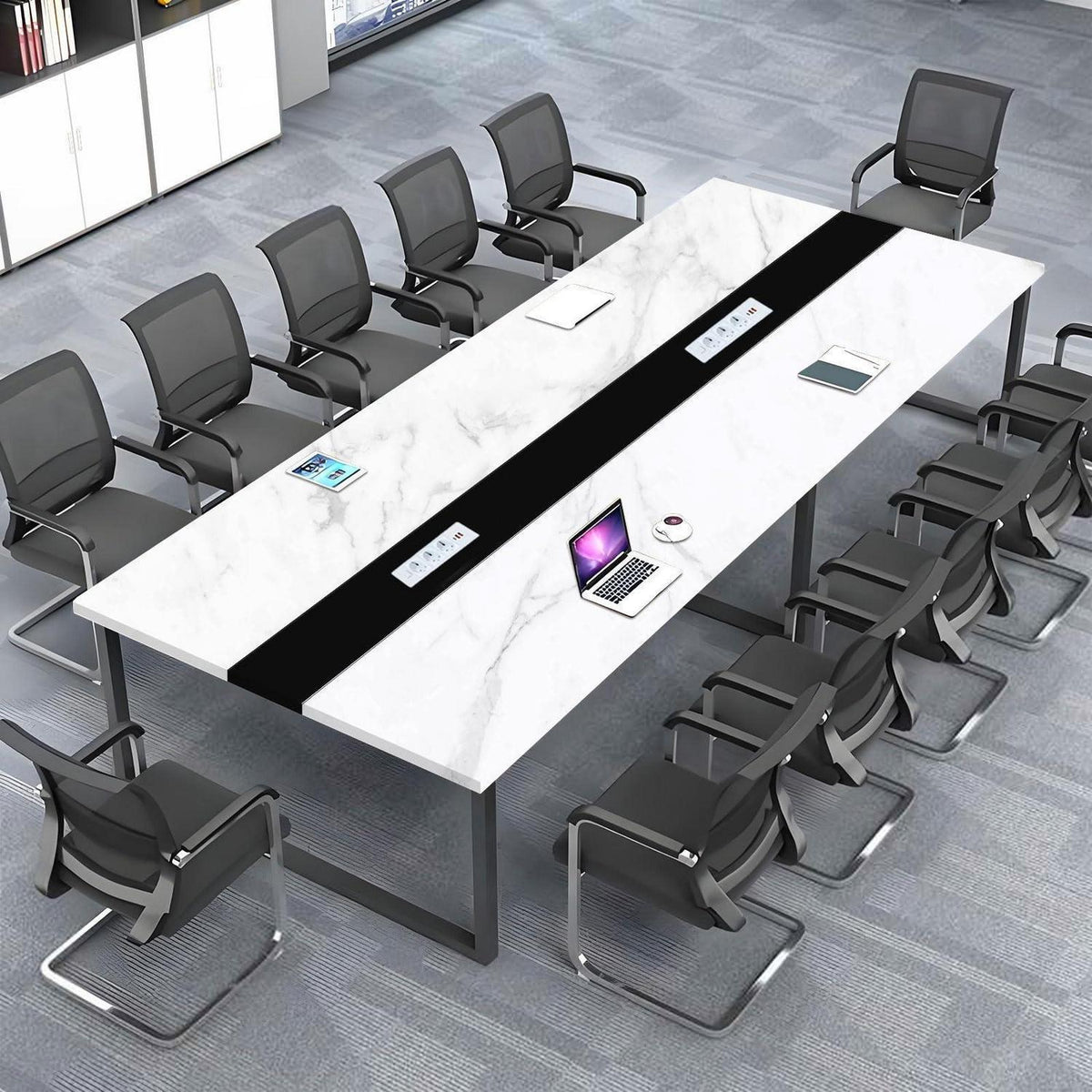Konferenztisch groß mit Kabelmanagement – Modern & Stabil