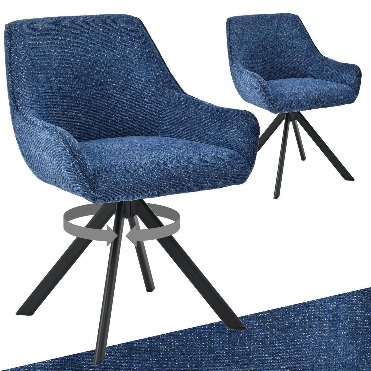 Drehbarer Esszimmerstuhl Set Dunkelblau – Modern & Komfortabel