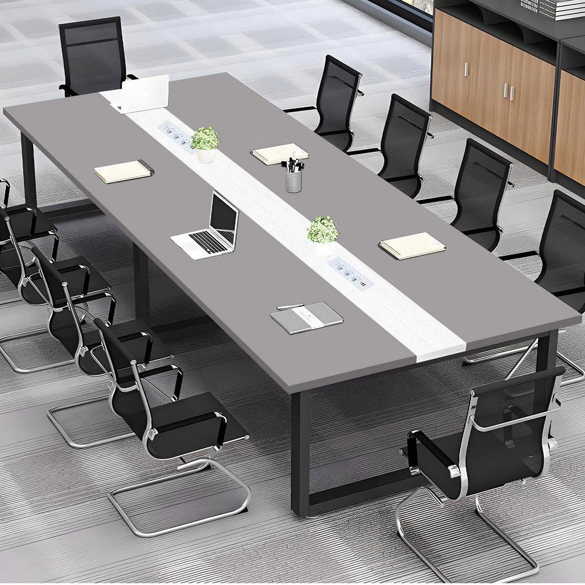 Konferenztisch groß mit Kabelmanagement – Modernes Büro Meeting Tisch