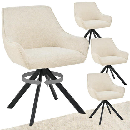 Drehbarer Esszimmerstuhl Set 4er – Cremeweiß, Chenille & Metall