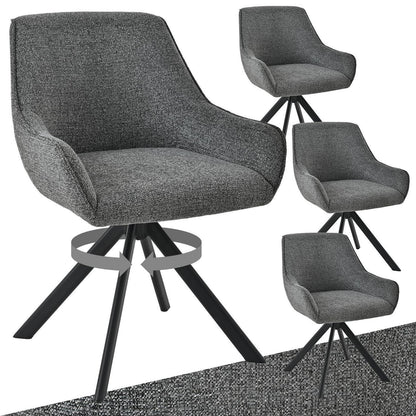 Drehbarer Esszimmerstuhl Set Grau – 4er Set mit Armlehne