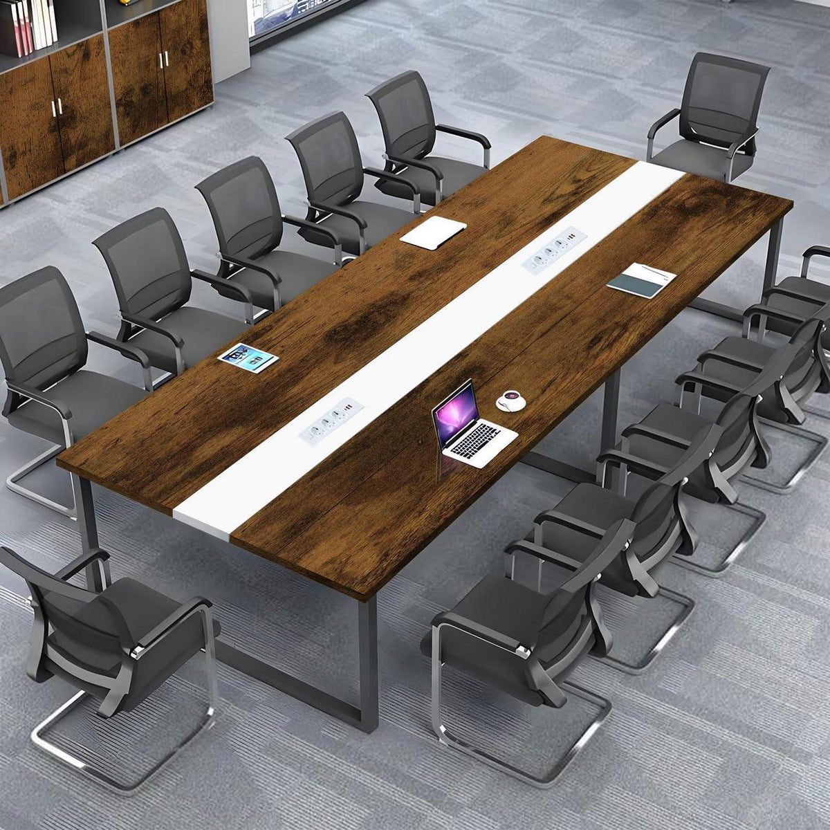 Konferenztisch groß mit Kabelmanagement – Modern & Stabil