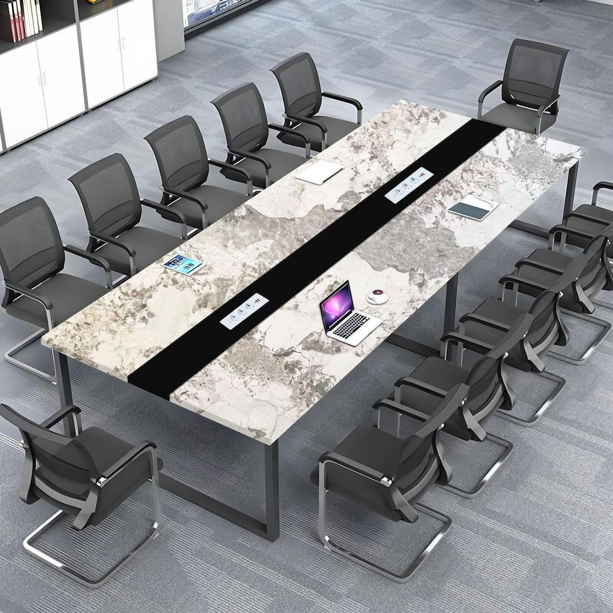 Konferenztisch Groß mit Kabelmanagement – Modern & Stabil