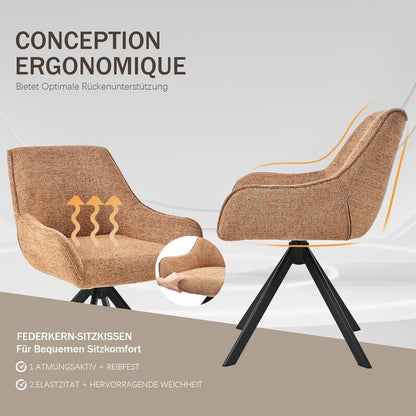 Drehbarer Esszimmerstuhl Set 4er – Chenille, Camelbraun