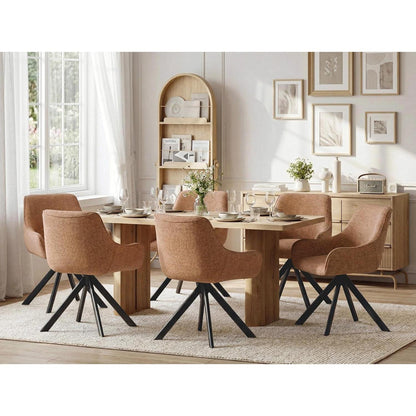 Drehbarer Esszimmerstuhl Set 4er – Chenille, Camelbraun