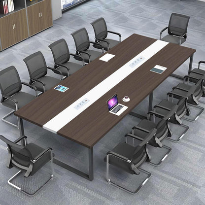 Konferenztisch groß mit Kabeldurchführung – Modernes Büro Meeting Tisch 400x120cm