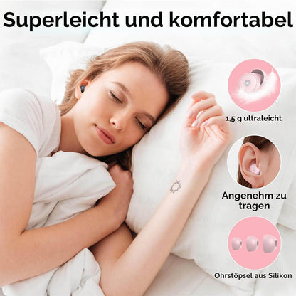 Schlaf-Ohrstöpsel -45dB, Weiche Silikon-Ohrstöpsel mit Tragetasche (Rose)
