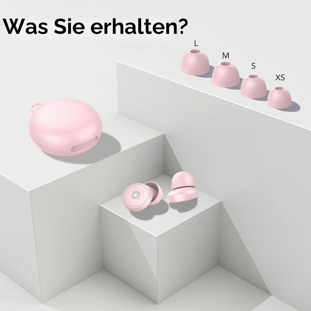 Schlaf-Ohrstöpsel -45dB, Weiche Silikon-Ohrstöpsel mit Tragetasche (Rose)
