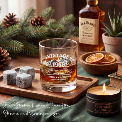 Whisky Geschenkset Männer 1986 – 40. Geburtstag Geschenk mit Glas & Steinen