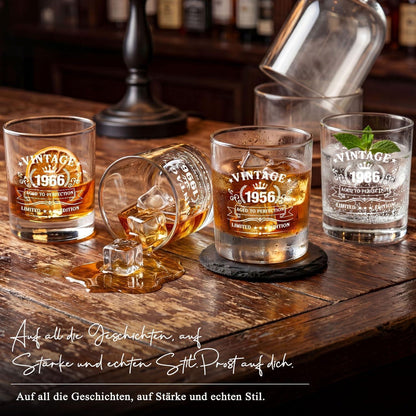 Whisky Geschenkset Männer 1986 – 40. Geburtstag Geschenk mit Glas & Steinen
