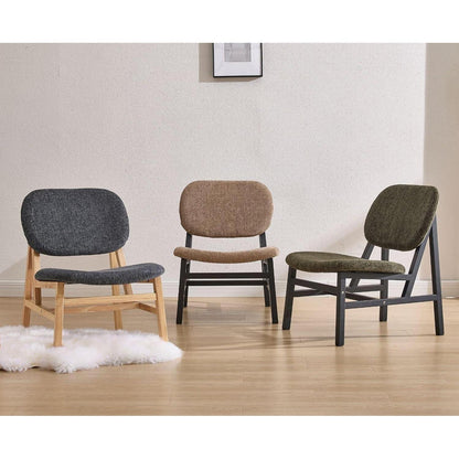 Grüner Chenille Loungesessel mit Holzbeinen – Scandinavian Akzentstuhl