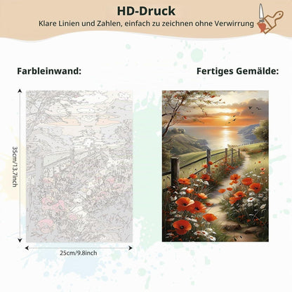Malen nach Zahlen Erwachsene Küstenlandschaft mit Rahmen