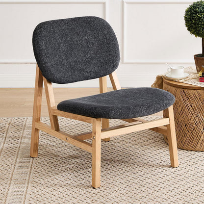 Loungesessel Grau, Chenille & Holzbeine – Bequemer Akzentstuhl