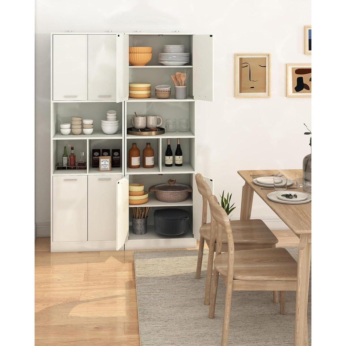 Hochschrank Küche Weiß | 60cm Breit, 5 Ebenen & 2 Türen