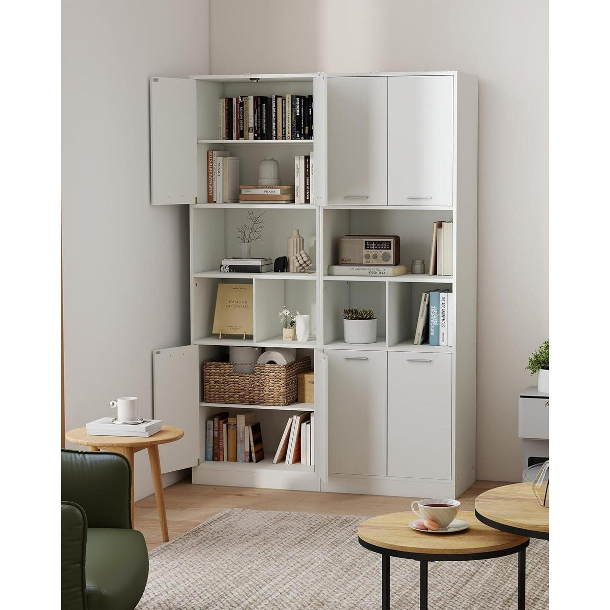 Hochschrank Küche Weiß | 60cm Breit, 5 Ebenen & 2 Türen