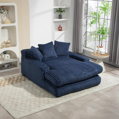 Boneless Couch: Bequemes Cord-Schlafsofa mit 3 Kissen (Marineblau)