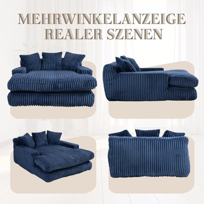 Boneless Couch: Bequemes Cord-Schlafsofa mit 3 Kissen (Marineblau)