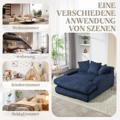 Boneless Couch: Bequemes Cord-Schlafsofa mit 3 Kissen (Marineblau)