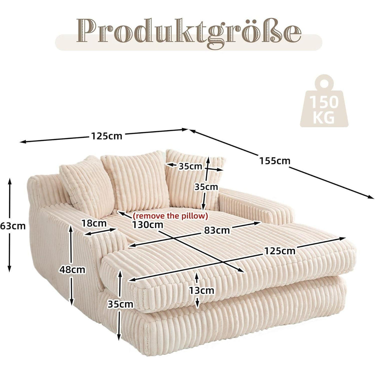 Boneless Cord Schlafsofa – Bequemes Bodensofa für Wohnzimmer