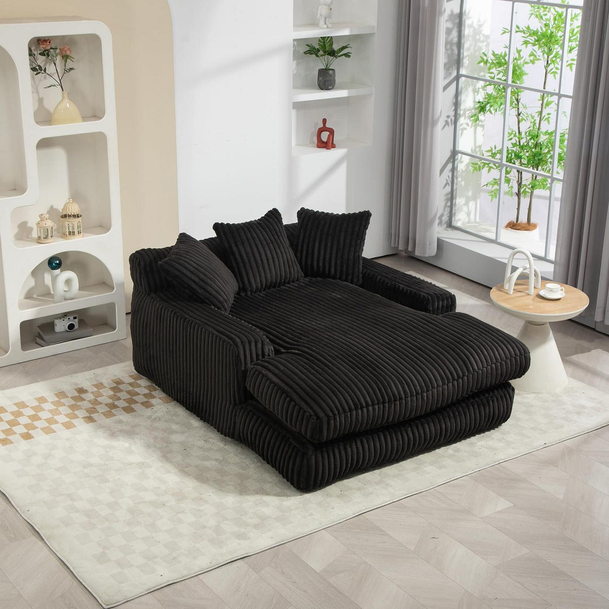 Boneless Couch: Bequemes Cord-Schlafsofa mit 3 Kissen (Schwarz)
