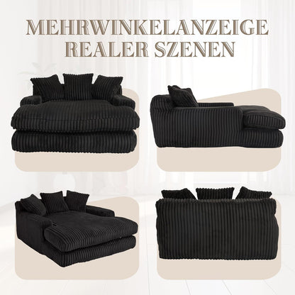 Boneless Couch: Bequemes Cord-Schlafsofa mit 3 Kissen (Schwarz)