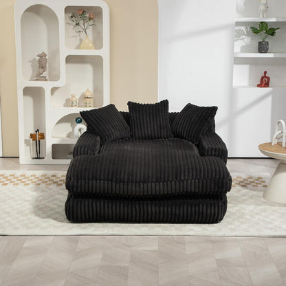 Boneless Couch: Bequemes Cord-Schlafsofa mit 3 Kissen (Schwarz)