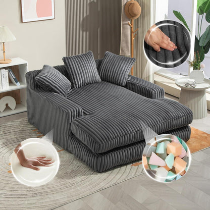 Boneless Couch: Bequemes Cord-Schlafsofa mit 3 Kissen (Dunkel Grau)