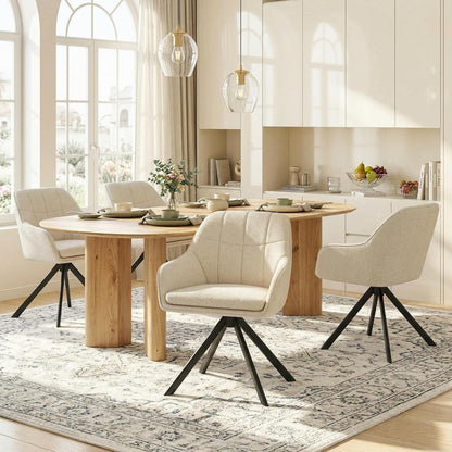 Drehbare Esszimmerstühle 2er Set – Cremeweiß, 360° Komfort