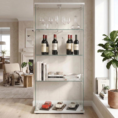 Glasvitrine Standvitrine Modern mit 2 Türen & 4 Böden