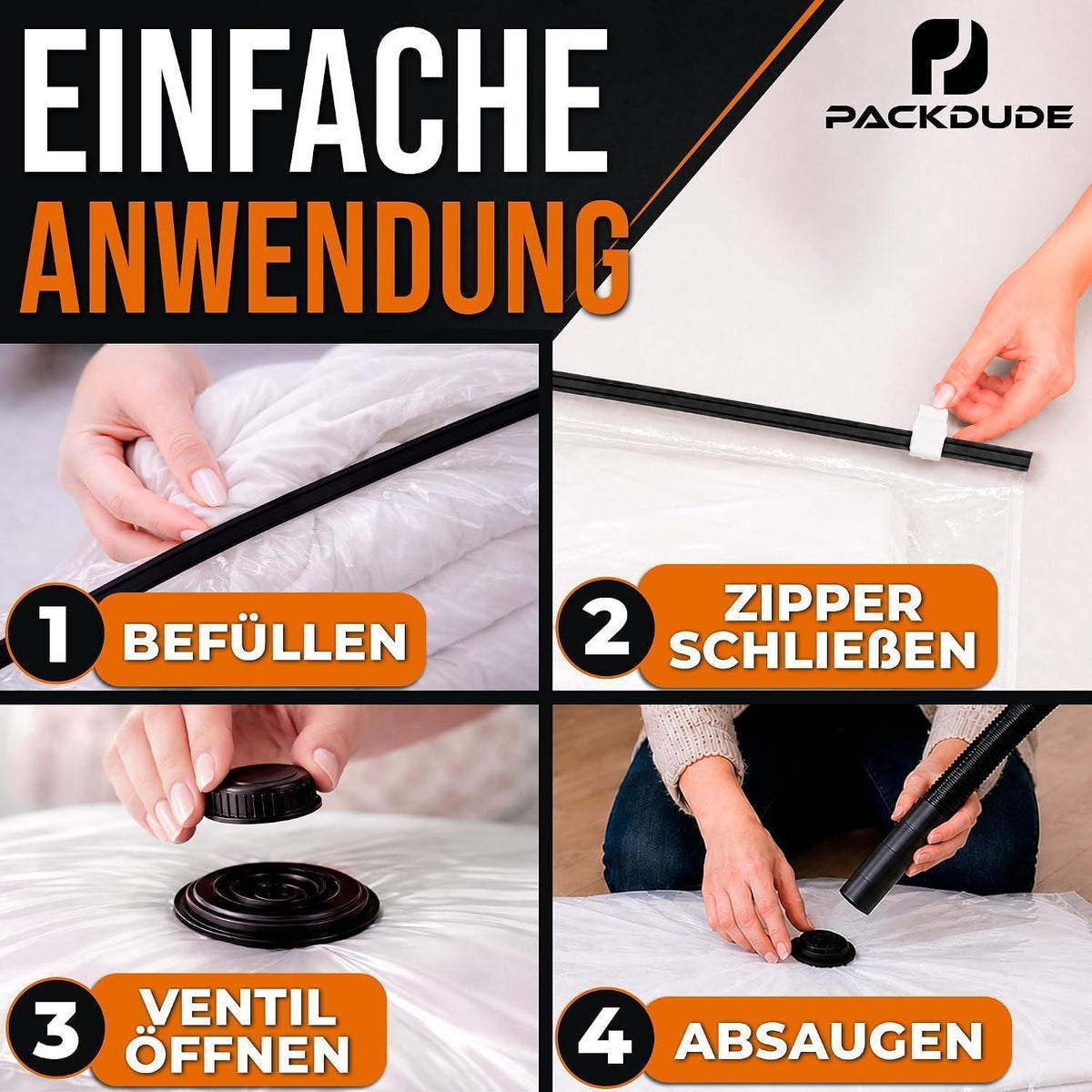 XXL Vakuumbeutel für Bettdecken & Kissen – 6er Set (130x90cm)