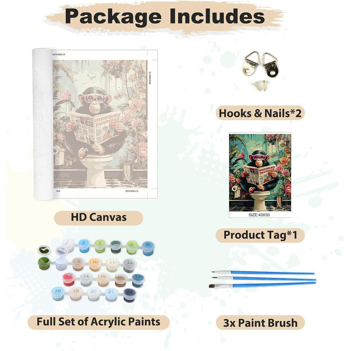 Malen nach Zahlen Landschaft Affe – DIY Ölgemälde Kit für Erwachsene