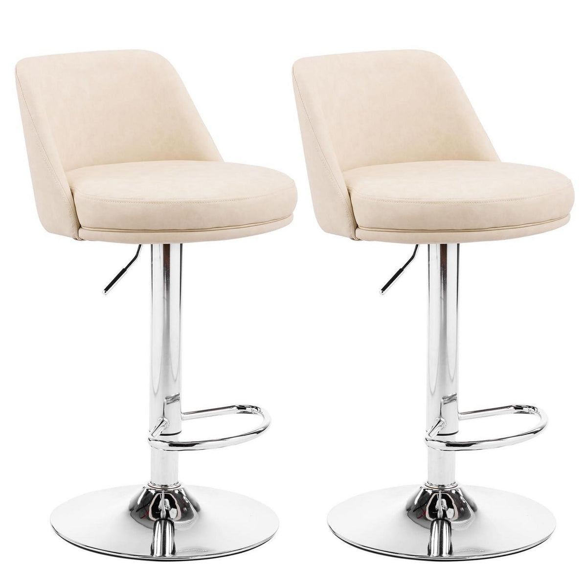 Barhocker Set 2er – Höhenverstellbar, Beigeweiß
